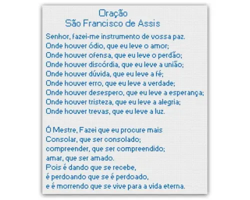 Oração São Francisco - Gráfico Ponto Cruz