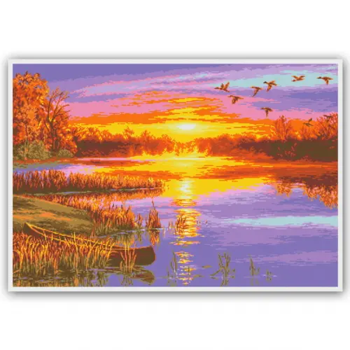 Pôr do Sol de Outono - Gráfico Ponto Cruz