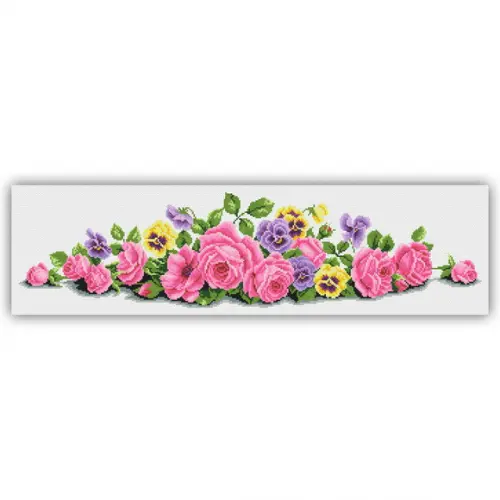Rosas e Amor-perfeito - Gráfico Ponto Cruz