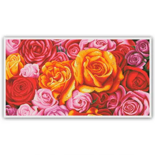 Rosas Multicores - Gráfico Ponto Cruz