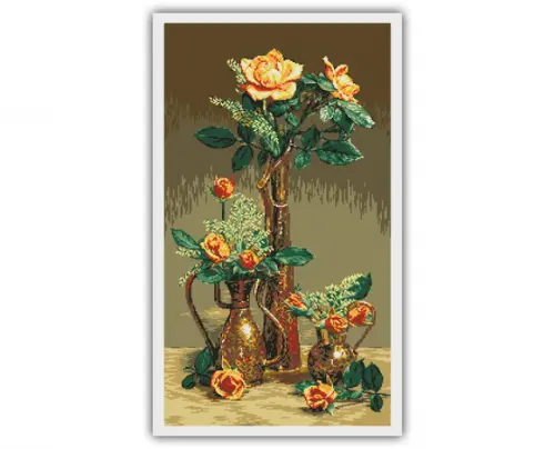 Rosas em Vasos Orientais - Gráfico Ponto Cruz