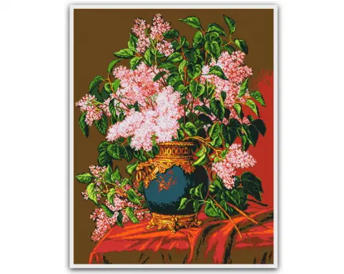 Vaso com Lilás - Gráfico Ponto Cruz