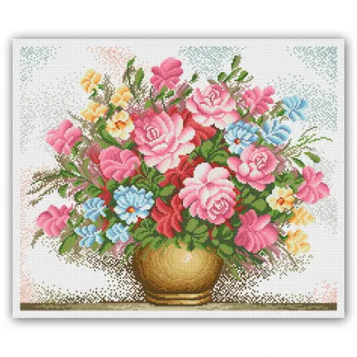 Vaso com Flores - Gráfico Ponto Cruz