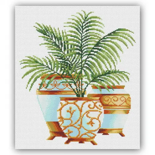Vaso com Palmeira - Gráfico Ponto Cruz