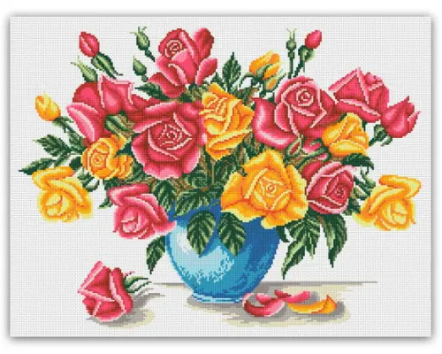 Vaso com Rosas - Gráfico Ponto Cruz