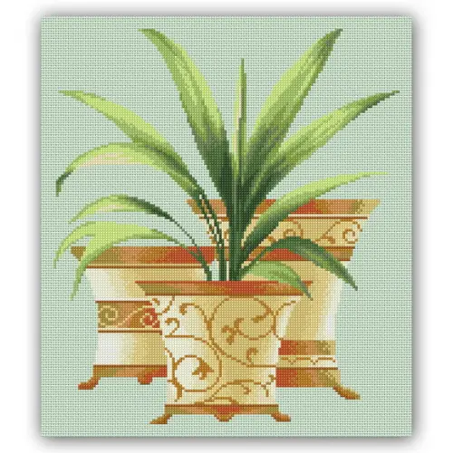 Vaso com Palmeira 2 - Gráfico Ponto Cruz