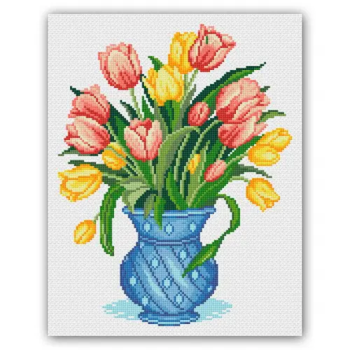 Vaso com Tulipas - Gráfico Ponto Cruz