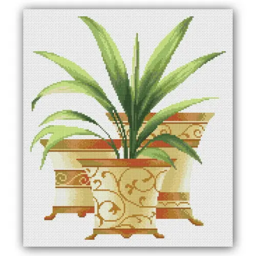 Vaso com Palmeira 2 - Gráfico Ponto Cruz