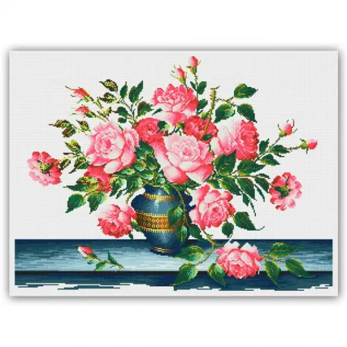Vaso de Rosas - Gráfico Ponto Cruz
