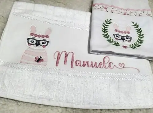 Kit Duo Toalha de boca + Fralda de boca - Coelhinha branca