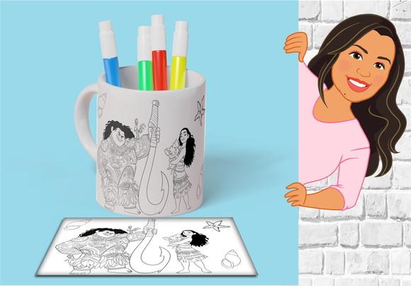 Caneca Plástico para colorir Moana
