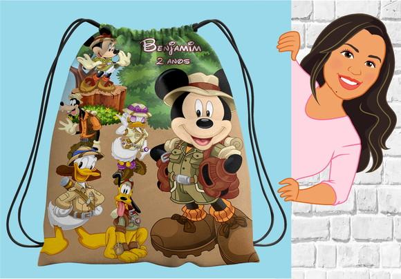 Mochilinha Personalizada Mickey Safari