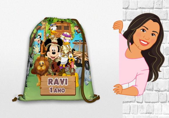 Mochilinha Personalizada Mickey Safari