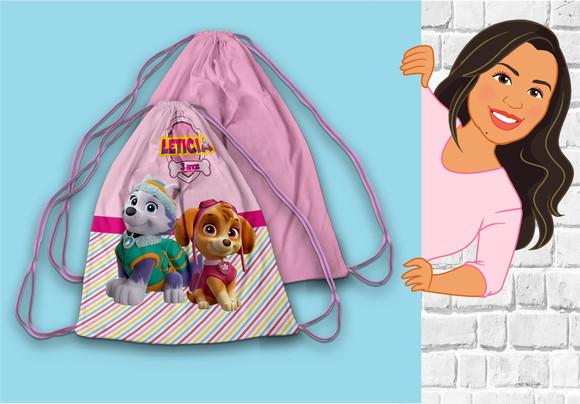 Mochilinha Personalizada Patrulha Canina Rosa