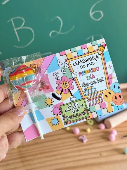 Card para Pirulito - Lembrancinha Volta as Aulas