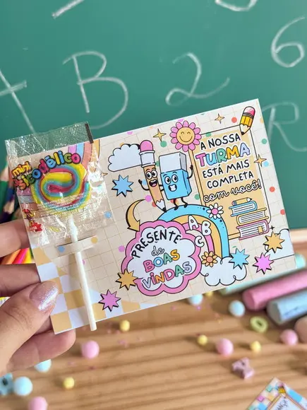 Card para Pirulito - Lembrancinha Volta as Aulas