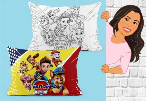 Kit Almofada para Colorir Patrulha Canina