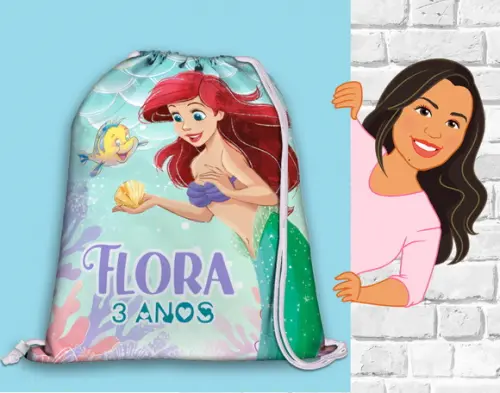 Mochilinha Pequena Sereia Ariel