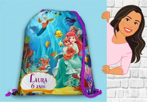 Mochilinha Pequena Sereia Ariel