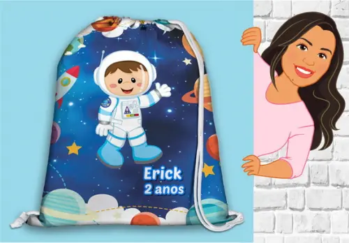 Mochilinha Personalizada Astronauta