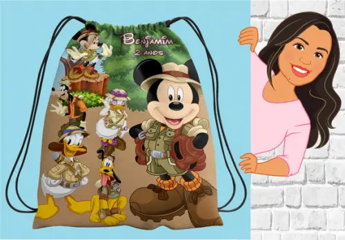 Mochilinha Personalizada Mickey Safari