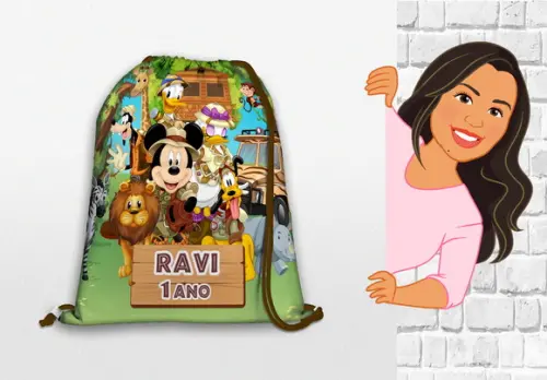 Mochilinha Personalizada Mickey Safari