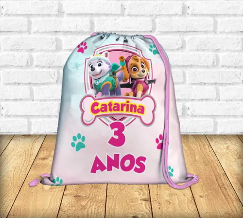 Mochilinha Personalizada Patrulha Canina Rosa