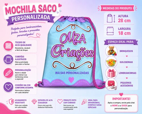Mochilinha Dia das Crianças Personalizada
