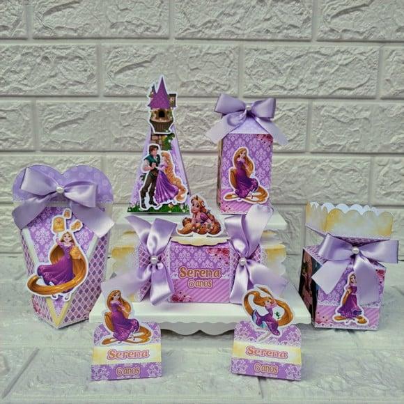 Kit 110 Peças Lembrancinhas Enrolados Rapunzel Aquarelado