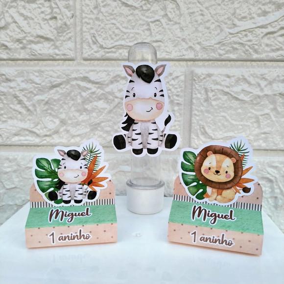 Kit 145 Peças Lembrancinhas Personalizadas Safari Aquarelado