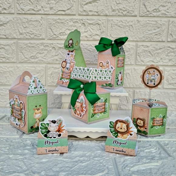 Kit 145 Peças Lembrancinhas Personalizadas Safari Aquarelado