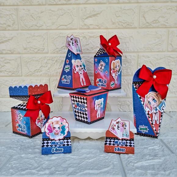 Kit 20 Caixas Arlequina Vermelho e Azul