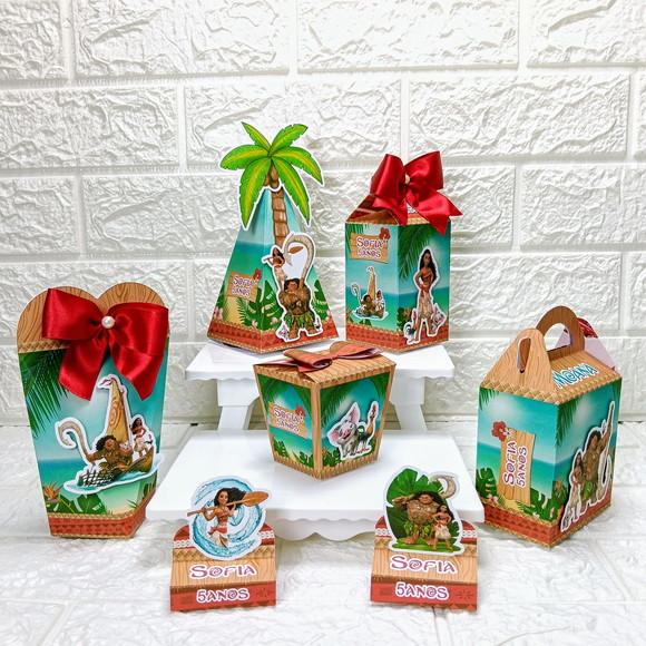Kit 20 Caixas Lembrancinhas Personalizadas Moana