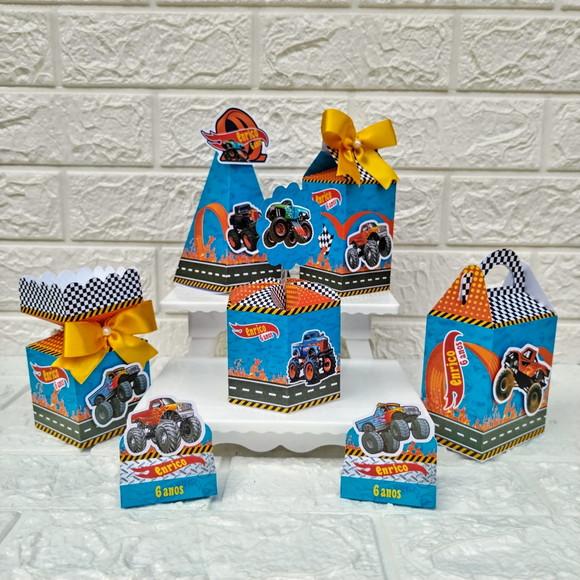 Kit 25 Caixas Lembrancinhas Hotwheels Monster Trucks