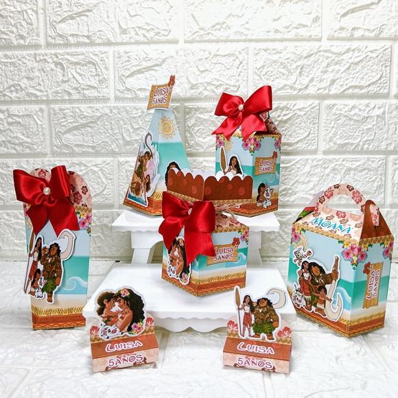 Kit 25 Caixas Lembrancinhas Personalizadas Moana 2