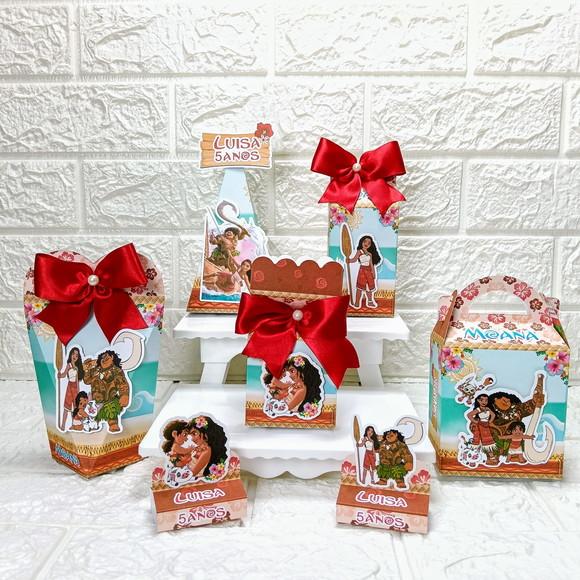Kit 25 Caixas Lembrancinhas Personalizadas Moana 2