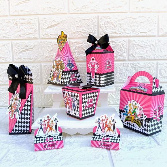 Kit 25 Caixas Lembrancinhas Power Rangers Rosa