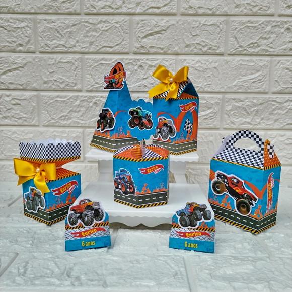 Kit 30 Caixas Lembrancinhas Hotwheels Monster Trucks