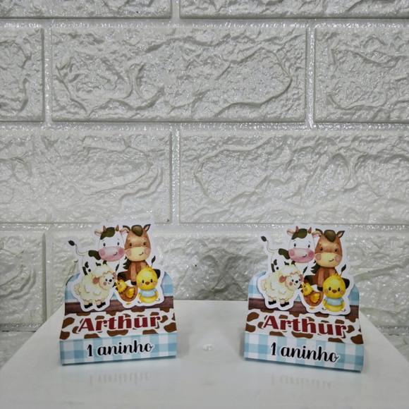 Kit 30 Caixas Lembrancinhas Personalizadas Fazendinha Azul