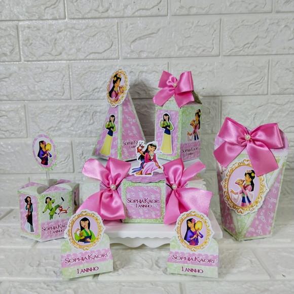 Kit 30 Caixas Lembrancinhas Personalizadas Tema Mulan