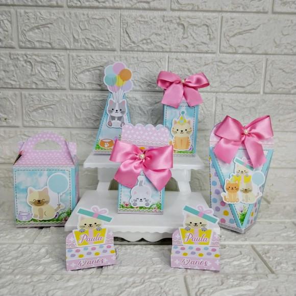 Kit 30 Peças Lembrancinhas Personalizadas Gatinhos Candy