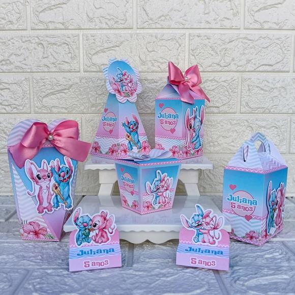 Kit 30 Peças Lembrancinhas Personalizadas Stitch e Angel