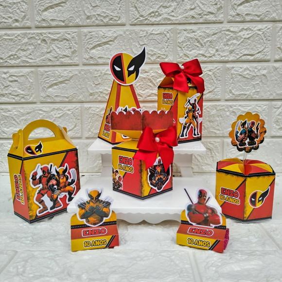 Kit 46 Peças Lembrancinhas Deadpool e Wolverine