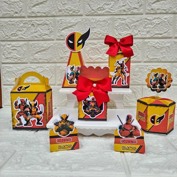 Kit 46 Peças Lembrancinhas Deadpool e Wolverine