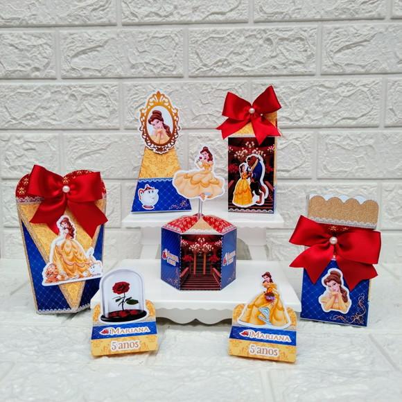 Kit 46 Peças Lembrancinhas Personalizadas a Bela e a Fera