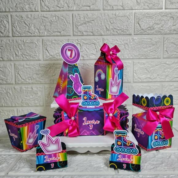 Kit 46 Peças Lembrancinhas Personalizadas Festa Neon Menina
