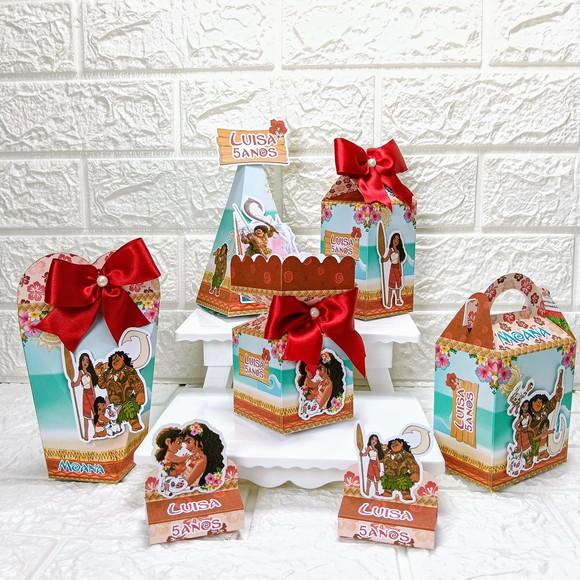 Kit 50 Caixas Lembrancinhas Personalizadas Moana 2