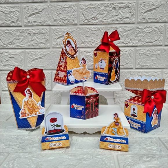 Kit 60 Peças Lembrancinhas Personalizadas a Bela e a Fera