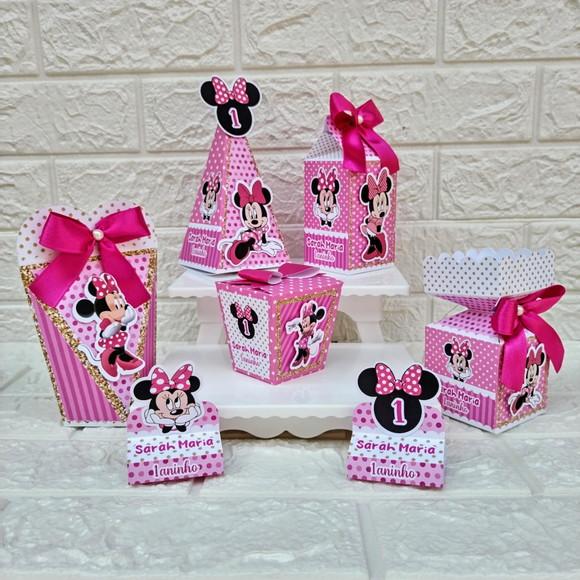 Kit 60 Peças Lembrancinhas Personalizadas Minnie Rosa