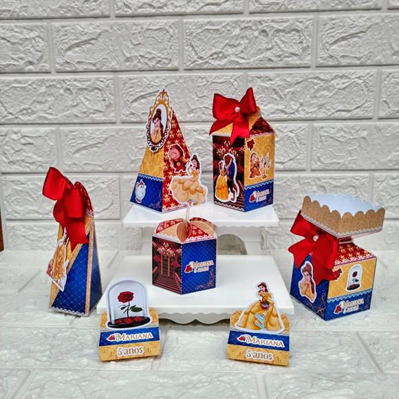 Kit 75 Peças Lembrancinhas Personalizadas a Bela e a Fera